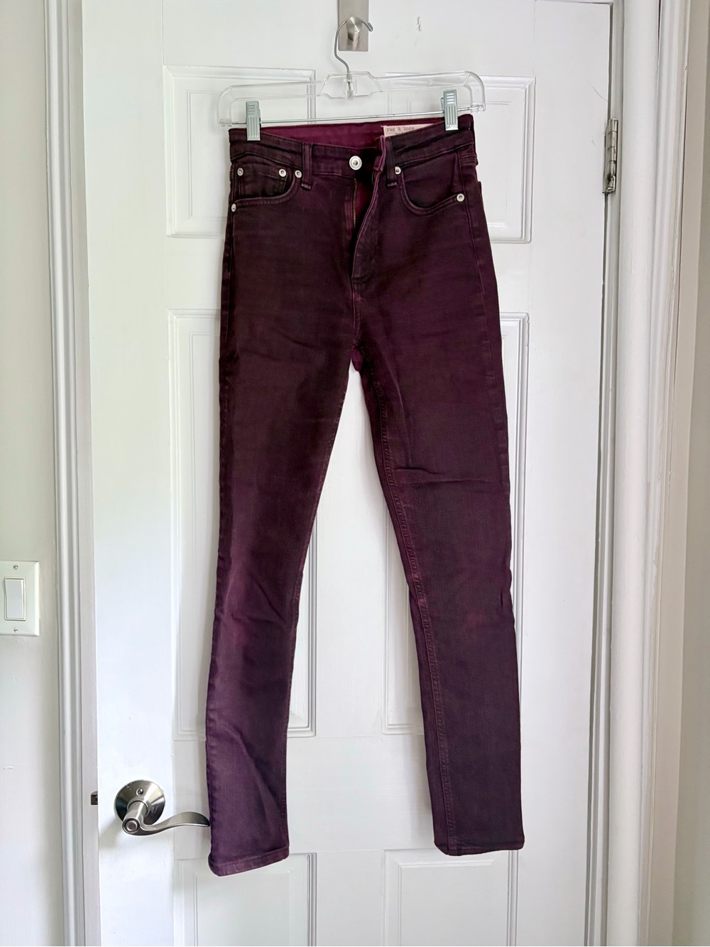 Rag & Bone Women’s Nina High-Rise Skinny Jeans in Burgundy